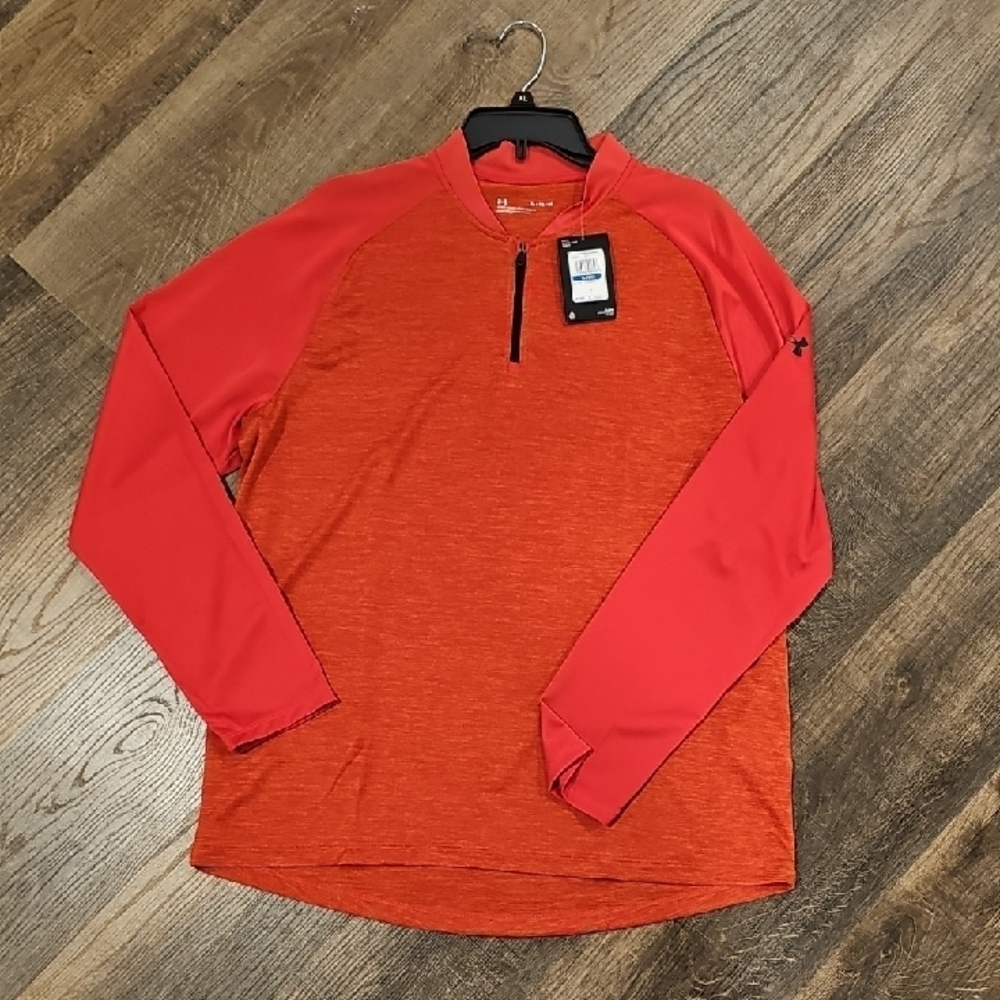 NWT Mens Under Armour Red and Orange Long Sleeve Shirt